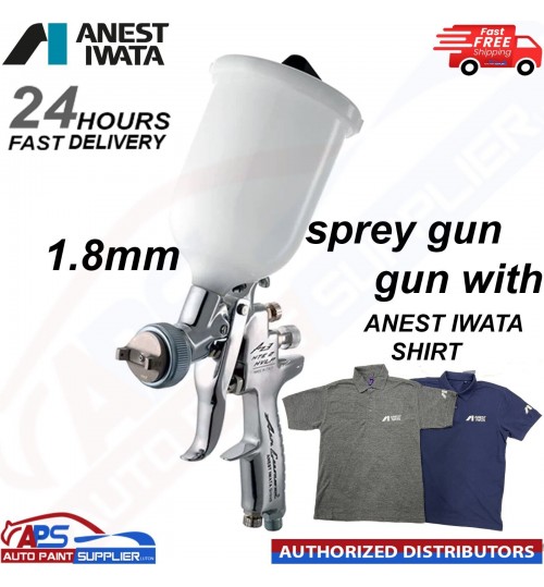 ANEST IWATA AZ3 HTE-2 GRAVITY SPRAY GUN 1.8mm+Anest iwata Shirts FAST DELIVERY